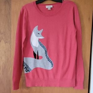 LOFT Pink Sweater with Fox Design